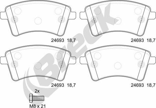 Breck 24693 00 701 00 - Kit de plaquettes de frein, frein à disque cwaw.fr