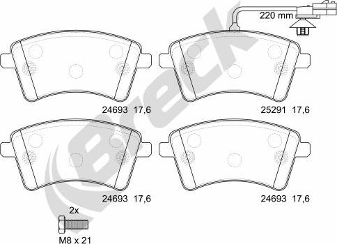 Breck 24693 00 701 10 - Kit de plaquettes de frein, frein à disque cwaw.fr