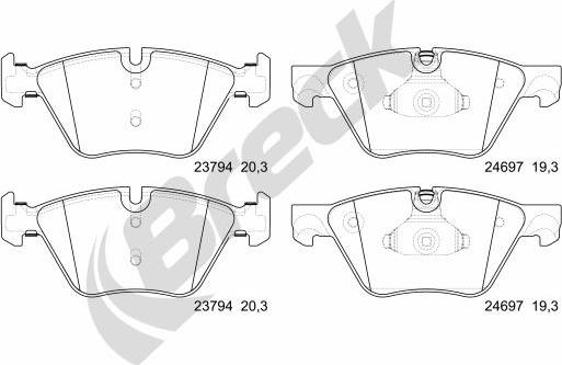 Breck 24697 00 551 00 - Kit de plaquettes de frein, frein à disque cwaw.fr