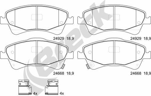 Breck 24668 00 701 00 - Kit de plaquettes de frein, frein à disque cwaw.fr