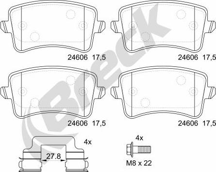 Breck 24606 00 554 00 - Kit de plaquettes de frein, frein à disque cwaw.fr