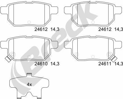 Breck 24610 00 704 10 - Kit de plaquettes de frein, frein à disque cwaw.fr