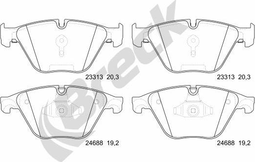 Breck 24688 00 551 10 - Kit de plaquettes de frein, frein à disque cwaw.fr