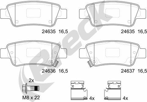 Breck 24635 00 704 00 - Kit de plaquettes de frein, frein à disque cwaw.fr