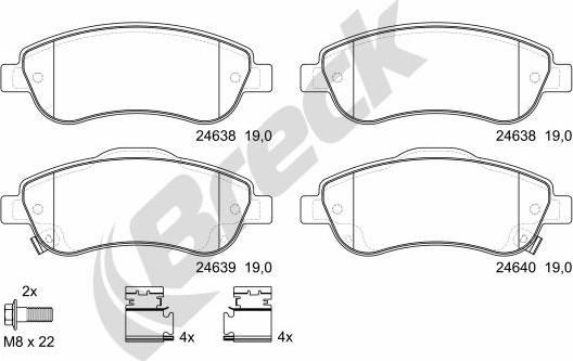 Breck 24638 00 701 00 - Kit de plaquettes de frein, frein à disque cwaw.fr