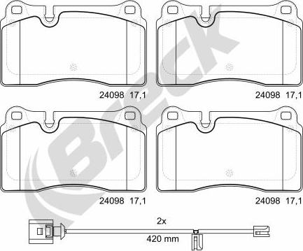 Breck 24098 00 551 00 - Kit de plaquettes de frein, frein à disque cwaw.fr