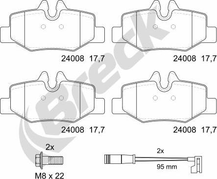 Breck 24008 00 703 00 - Kit de plaquettes de frein, frein à disque cwaw.fr