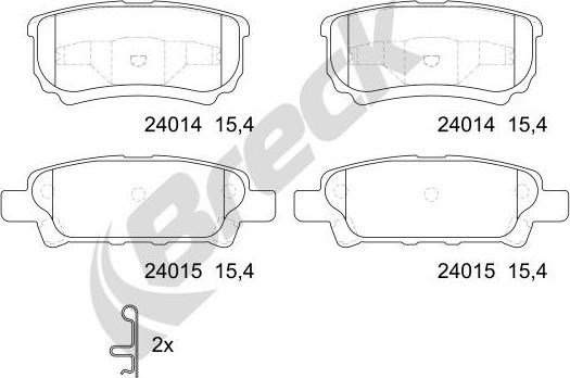 Breck 24014 00 702 10 - Kit de plaquettes de frein, frein à disque cwaw.fr