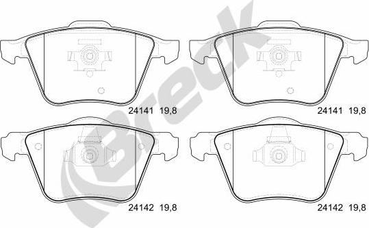 Breck 24141 00 551 00 - Kit de plaquettes de frein, frein à disque cwaw.fr