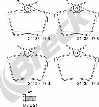 Breck 24135 00 704 00 - Kit de plaquettes de frein, frein à disque cwaw.fr