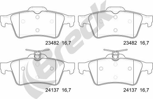 Breck 24137 00 702 00 - Kit de plaquettes de frein, frein à disque cwaw.fr