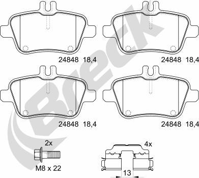 Breck 24848 00 704 00 - Kit de plaquettes de frein, frein à disque cwaw.fr