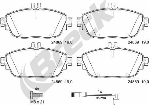 Breck 24869 00 701 00 - Kit de plaquettes de frein, frein à disque cwaw.fr