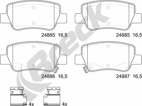 Breck 24885 00 704 10 - Kit de plaquettes de frein, frein à disque cwaw.fr