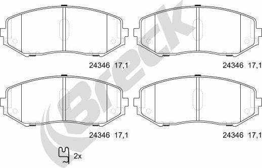 Breck 24346 00 701 00 - Kit de plaquettes de frein, frein à disque cwaw.fr