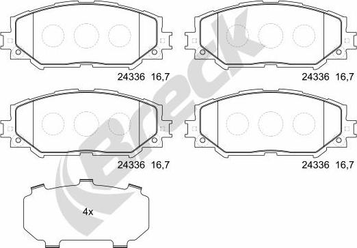 Breck 24336 00 701 00 - Kit de plaquettes de frein, frein à disque cwaw.fr