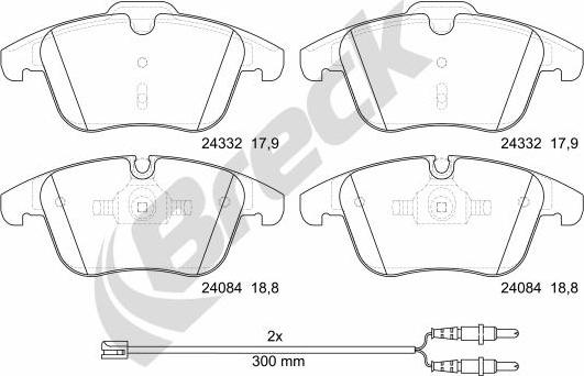 Breck 24332 00 701 10 - Kit de plaquettes de frein, frein à disque cwaw.fr