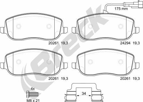 Breck 24294 00 701 00 - Kit de plaquettes de frein, frein à disque cwaw.fr