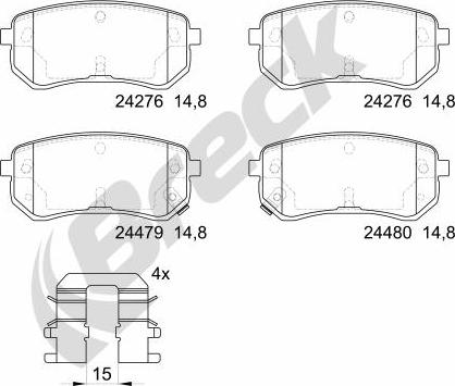 Breck 24276 00 704 10 - Kit de plaquettes de frein, frein à disque cwaw.fr