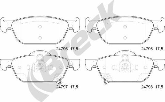 Breck 24796 00 701 00 - Kit de plaquettes de frein, frein à disque cwaw.fr