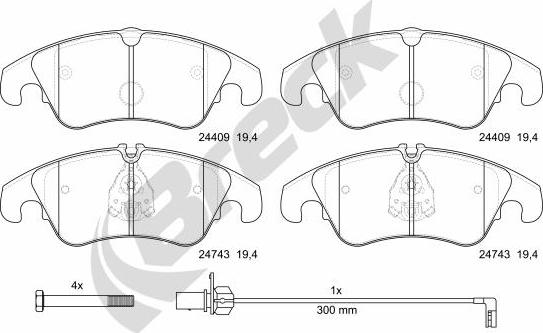 Breck 24743 00 551 00 - Kit de plaquettes de frein, frein à disque cwaw.fr