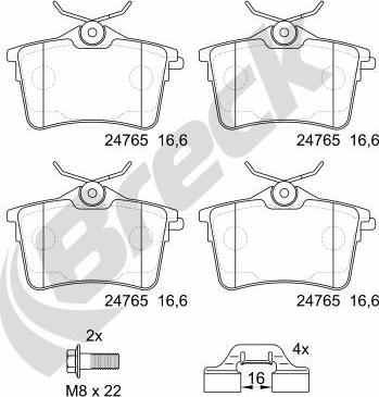 Breck 24765 00 704 00 - Kit de plaquettes de frein, frein à disque cwaw.fr