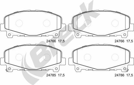 Breck 24766 00 701 00 - Kit de plaquettes de frein, frein à disque cwaw.fr