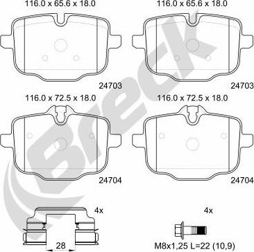 Breck 24704 00 554 00 - Kit de plaquettes de frein, frein à disque cwaw.fr