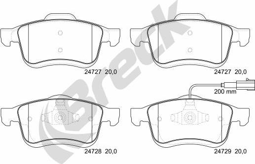 Breck 24727 00 701 10 - Kit de plaquettes de frein, frein à disque cwaw.fr