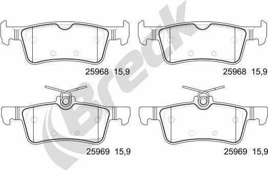 Breck 25968 00 704 00 - Kit de plaquettes de frein, frein à disque cwaw.fr