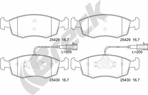 Breck 25429 00 702 00 - Kit de plaquettes de frein, frein à disque cwaw.fr