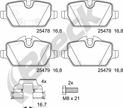 Breck 25478 00 704 00 - Kit de plaquettes de frein, frein à disque cwaw.fr