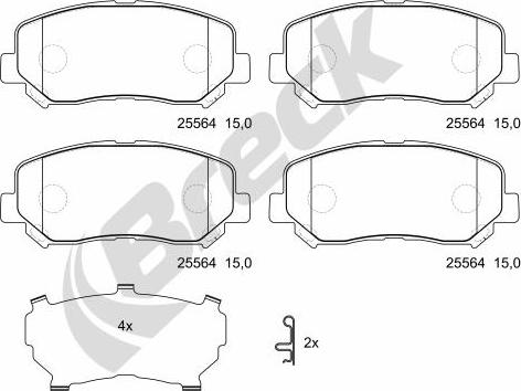 Breck 25564 00 701 00 - Kit de plaquettes de frein, frein à disque cwaw.fr