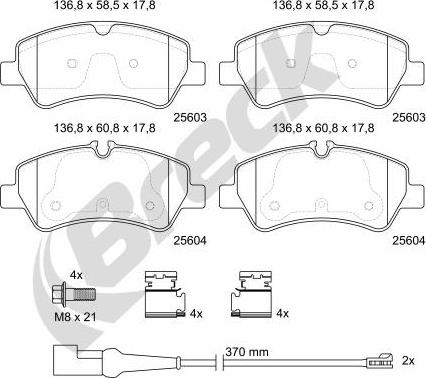 Breck 25603 00 703 10 - Kit de plaquettes de frein, frein à disque cwaw.fr