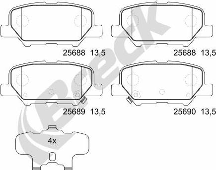 Breck 25688 00 702 00 - Kit de plaquettes de frein, frein à disque cwaw.fr