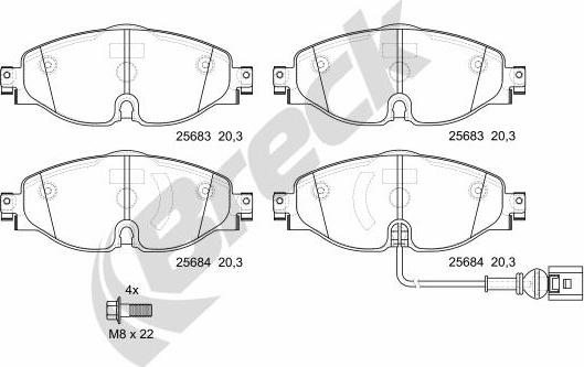 Breck 25683 00 701 00 - Kit de plaquettes de frein, frein à disque cwaw.fr