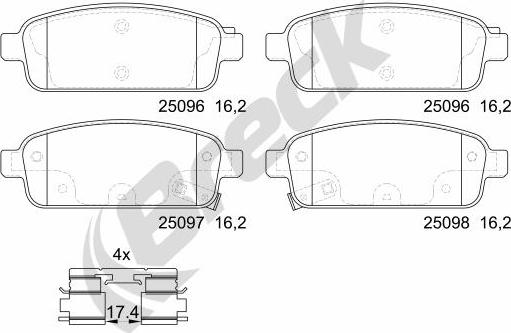 Breck 25096 00 704 20 - Kit de plaquettes de frein, frein à disque cwaw.fr