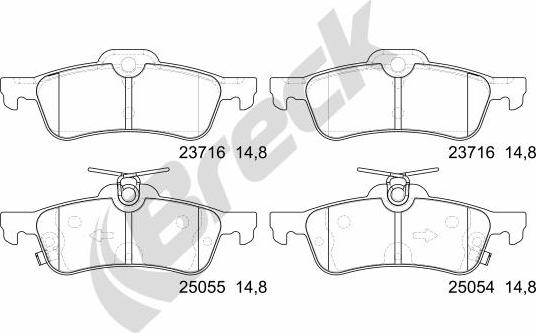 Breck 25054 00 704 00 - Kit de plaquettes de frein, frein à disque cwaw.fr