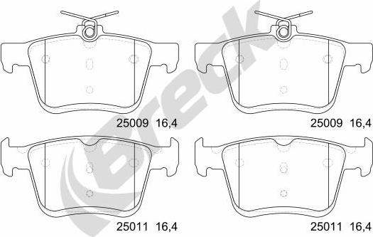 Breck 25009 00 704 00 - Kit de plaquettes de frein, frein à disque cwaw.fr