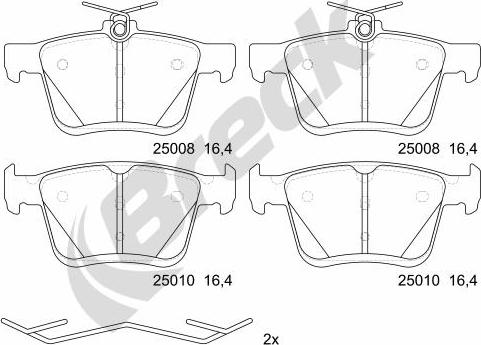 Breck 25008 00 704 00 - Kit de plaquettes de frein, frein à disque cwaw.fr