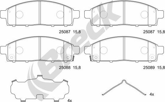 Breck 25087 00 701 00 - Kit de plaquettes de frein, frein à disque cwaw.fr