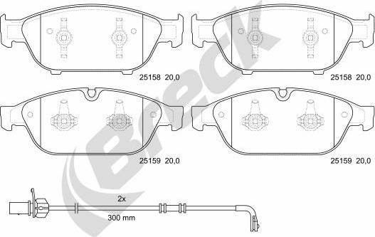 Breck 25158 00 551 00 - Kit de plaquettes de frein, frein à disque cwaw.fr