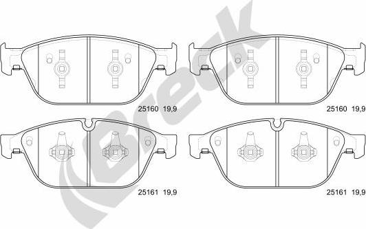 Breck 25160 00 551 00 - Kit de plaquettes de frein, frein à disque cwaw.fr