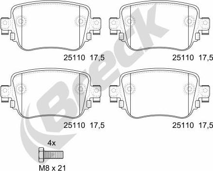 Breck 25110 00 704 00 - Kit de plaquettes de frein, frein à disque cwaw.fr