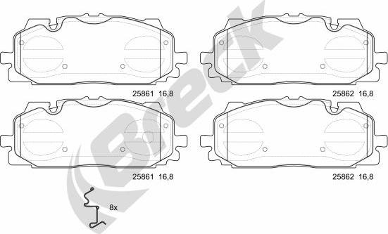 Breck 25861 00 553 00 - Kit de plaquettes de frein, frein à disque cwaw.fr