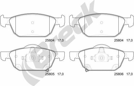 Breck 25804 00 701 00 - Kit de plaquettes de frein, frein à disque cwaw.fr