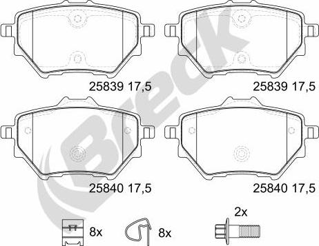 Breck 25839 00 704 00 - Kit de plaquettes de frein, frein à disque cwaw.fr