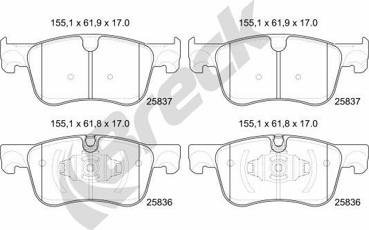 Breck 25836 00 701 00 - Kit de plaquettes de frein, frein à disque cwaw.fr