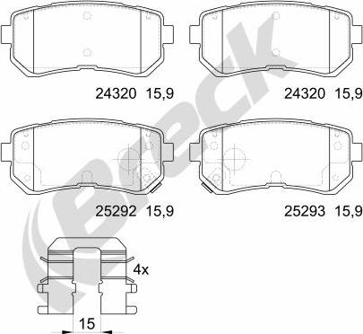 Breck 25292 00 702 00 - Kit de plaquettes de frein, frein à disque cwaw.fr