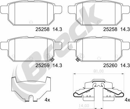 Breck 25258 00 704 00 - Kit de plaquettes de frein, frein à disque cwaw.fr